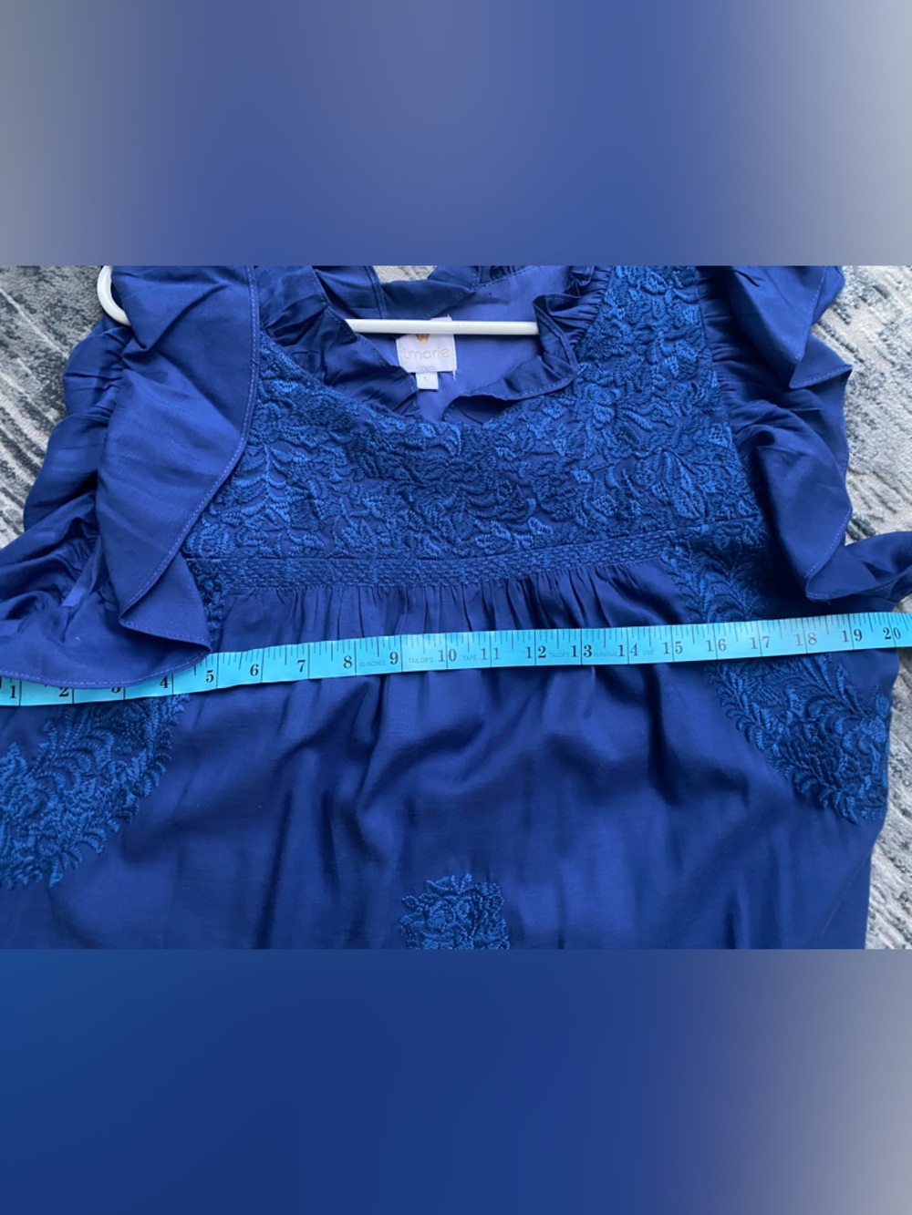 J. Marie Women’s Blue Ruffle Sleeve Embroidered dress - Picture 4 of 4